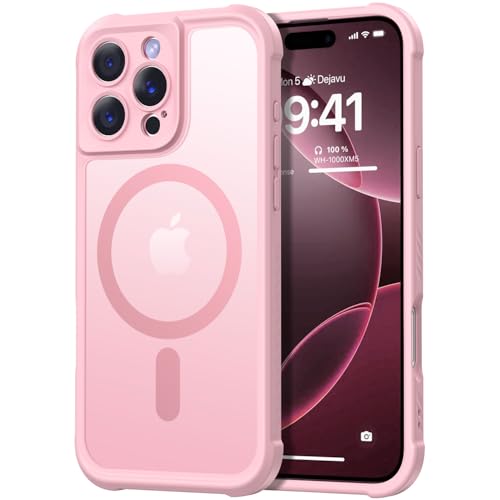 Thomo Magnetisch für iPhone 16 Pro Max Hülle, [Vollständiger Kameraschutz] [Kompatibel mit Magsafe] Militärqualität, stoßfest, Anti-Fingerabdruck, durchscheinend, matt, Rosa von Thomo