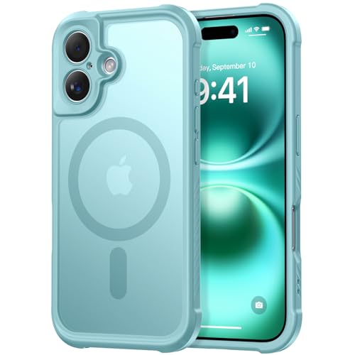 Thomo Magnetische Schutzhülle für iPhone 16, vollständiger Kameraschutz, kompatibel mit Magsafe, militärische Qualität, stoßfest, Anti-Fingerabdruck, durchscheinend, matt, Blau Thomo Magnetische Schutzhülle für iPhone 16, vollständiger Kameraschutz, kompatibel mit Magsafe, militärische Qualität, stoßfest, Anti-Fingerabdruck, durchscheinend, matt, Blau von Thomo