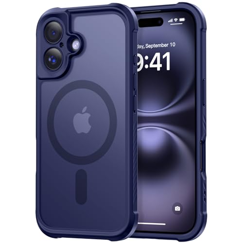 Thomo Magnetische Schutzhülle für iPhone 16, vollständiger Kameraschutz, kompatibel mit Magsafe, militärische Qualität, stoßfest, Anti-Fingerabdruck, durchscheinend, matt, Dunkelblau Thomo Magnetische Schutzhülle für iPhone 16, vollständiger Kameraschutz, kompatibel mit Magsafe, militärische Qualität, stoßfest, Anti-Fingerabdruck, durchscheinend, matt, Dunkelblau von Thomo