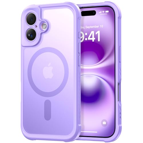 Thomo Magnetische Schutzhülle für iPhone 16, vollständiger Kameraschutz, kompatibel mit Magsafe, militärische Qualität, stoßfest, Anti-Fingerabdruck, durchscheinend, matt, Hellviolett Thomo Magnetische Schutzhülle für iPhone 16, vollständiger Kameraschutz, kompatibel mit Magsafe, militärische Qualität, stoßfest, Anti-Fingerabdruck, durchscheinend, matt, Hellviolett von Thomo