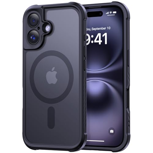 Thomo Magnetische Schutzhülle für iPhone 16, vollständiger Kameraschutz, kompatibel mit Magsafe, militärische Qualität, stoßfest, Anti-Fingerabdruck, durchscheinend, matt, Schwarz Thomo Magnetische Schutzhülle für iPhone 16, vollständiger Kameraschutz, kompatibel mit Magsafe, militärische Qualität, stoßfest, Anti-Fingerabdruck, durchscheinend, matt, Schwarz von Thomo