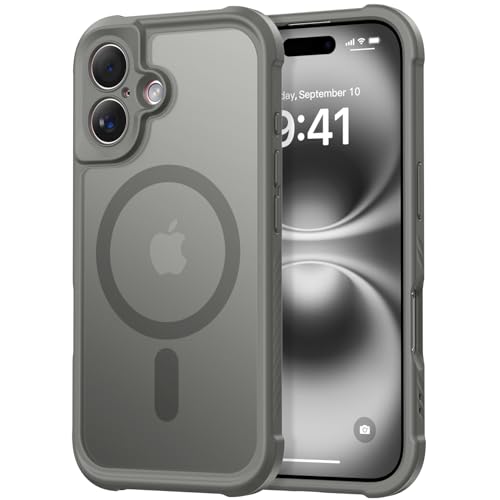 Thomo Magnetische Schutzhülle für iPhone 16, vollständiger Kameraschutz, kompatibel mit Magsafe, militärische Qualität, stoßfest, Anti-Fingerabdruck, durchscheinend, matt, Titangrau Thomo Magnetische Schutzhülle für iPhone 16, vollständiger Kameraschutz, kompatibel mit Magsafe, militärische Qualität, stoßfest, Anti-Fingerabdruck, durchscheinend, matt, Titangrau von Thomo