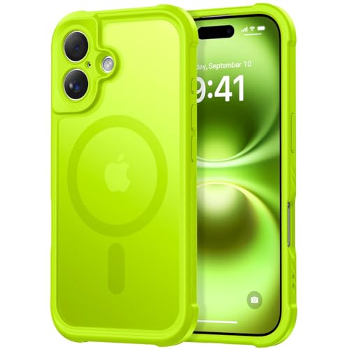 Thomo Magnetische Schutzhülle für iPhone 16, vollständiger Kameraschutz, kompatibel mit Magsafe, militärische Qualität, stoßfest, Anti-Fingerabdruck, durchscheinend, matt, fluoreszierendes Grün Thomo Magnetische Schutzhülle für iPhone 16, vollständiger Kameraschutz, kompatibel mit Magsafe, militärische Qualität, stoßfest, Anti-Fingerabdruck, durchscheinend, matt, fluoreszierendes Grün von Thomo