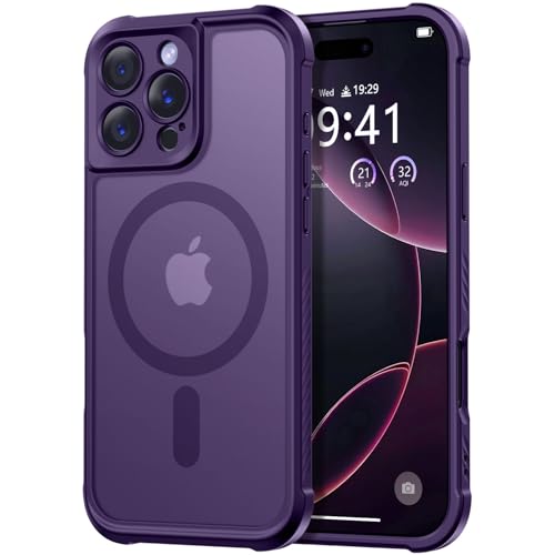 Thomo Magnetische Schutzhülle für iPhone 16 Pro, vollständiger Kameraschutz, kompatibel mit Magsafe, militärische Qualität, stoßfest, Anti-Fingerabdruck, durchscheinend, matt, Dunkelviolett Thomo Magnetische Schutzhülle für iPhone 16 Pro, vollständiger Kameraschutz, kompatibel mit Magsafe, militärische Qualität, stoßfest, Anti-Fingerabdruck, durchscheinend, matt, Dunkelviolett von Thomo