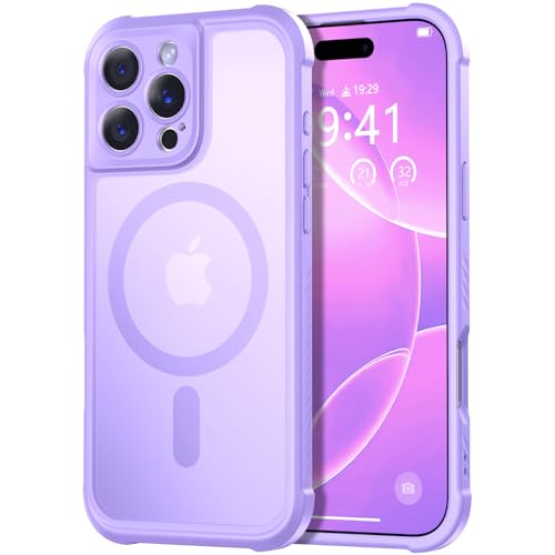 Thomo Magnetische Schutzhülle für iPhone 16 Pro, vollständiger Kameraschutz, kompatibel mit Magsafe, militärische Qualität, stoßfest, Anti-Fingerabdruck, durchscheinend, matt, Hellviolett Thomo Magnetische Schutzhülle für iPhone 16 Pro, vollständiger Kameraschutz, kompatibel mit Magsafe, militärische Qualität, stoßfest, Anti-Fingerabdruck, durchscheinend, matt, Hellviolett von Thomo