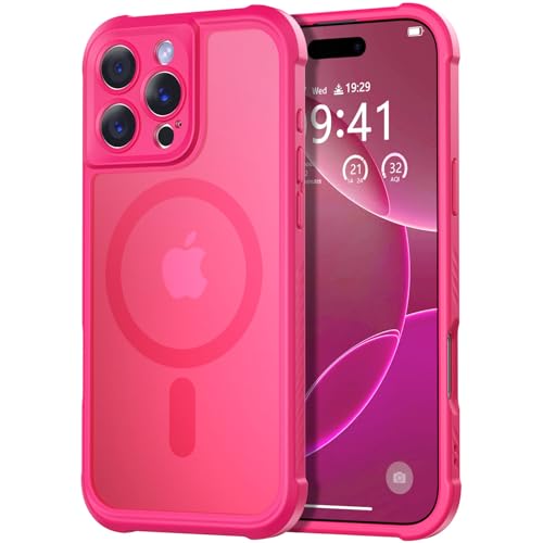 Thomo Magnetische Schutzhülle für iPhone 16 Pro Max, vollständiger Kameraschutz, kompatibel mit Magsafe, militärische Qualität, stoßfest, Anti-Fingerabdruck, durchscheinend, matt, Hot Pink Thomo Magnetische Schutzhülle für iPhone 16 Pro Max, vollständiger Kameraschutz, kompatibel mit Magsafe, militärische Qualität, stoßfest, Anti-Fingerabdruck, durchscheinend, matt, Hot Pink von Thomo