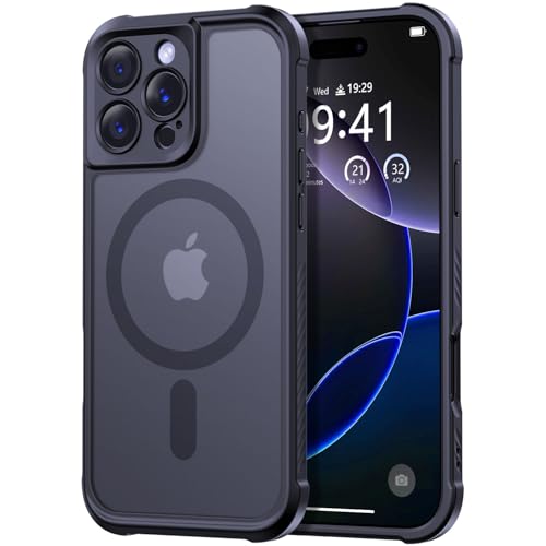Thomo Magnetische Schutzhülle für iPhone 16 Pro Max, vollständiger Kameraschutz, kompatibel mit Magsafe, militärische Qualität, stoßfest, Anti-Fingerabdruck, durchscheinend, matt, Schwarz Thomo Magnetische Schutzhülle für iPhone 16 Pro Max, vollständiger Kameraschutz, kompatibel mit Magsafe, militärische Qualität, stoßfest, Anti-Fingerabdruck, durchscheinend, matt, Schwarz von Thomo