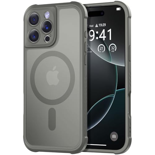 Thomo Magnetische Schutzhülle für iPhone 16 Pro Max, vollständiger Kameraschutz, kompatibel mit Magsafe, militärische Qualität, stoßfest, Anti-Fingerabdruck, durchscheinend, matt, Titangrau Thomo Magnetische Schutzhülle für iPhone 16 Pro Max, vollständiger Kameraschutz, kompatibel mit Magsafe, militärische Qualität, stoßfest, Anti-Fingerabdruck, durchscheinend, matt, Titangrau von Thomo