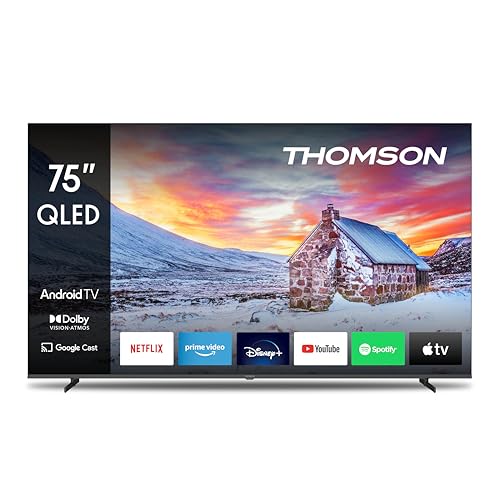 Thomson – 75 Zoll (189 cm) QLED – Smart Android – WLAN, HDR, Triple-Tuner, USB, HDMI, DVB-C/S2/T2, AV IN, CI+, A+ Panel – 75QA2S13 – 2025 von Thomson