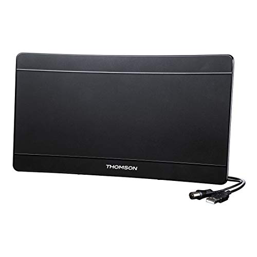 Thomson Curved Zimmerantenne (DVB-T/DVB-T2, DAB/DAB+, für TV/Radio, digital, 4K Ultra HD, aktiv, Performance 45) Antenne „ANT1518BK-UHD“ von Thomson