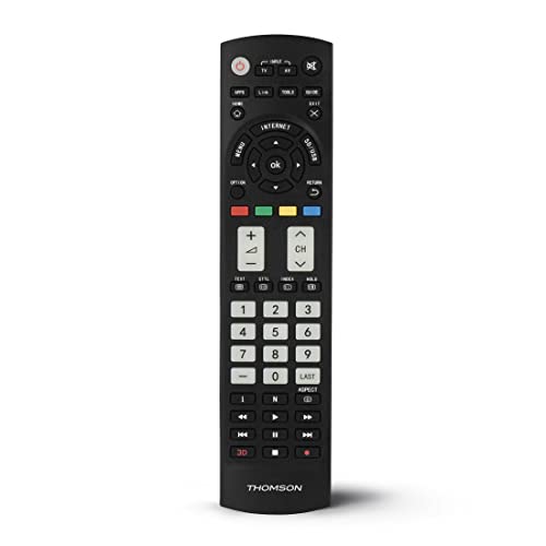 Thomson Ersatz-Fernbedienung für Panasonic TVs (sofort einsatzbereit, lernfähig, Simple Mode, leuchtende Tasten, Infrarot) IR Remote Control schwarz ROC1128PAN Pour Panasonic von Thomson