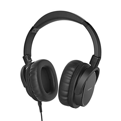 Thomson Headset mit Mikrofon und langem Kabel (Stereo-Kopfhörer für PC oder TV, Over-Ear Ohrhörer mit Lautstärkeregeler, 8 m Kabel, 3,5 mm Klinkenkabel, 6,35 mm Adapter), schwarz von Thomson
