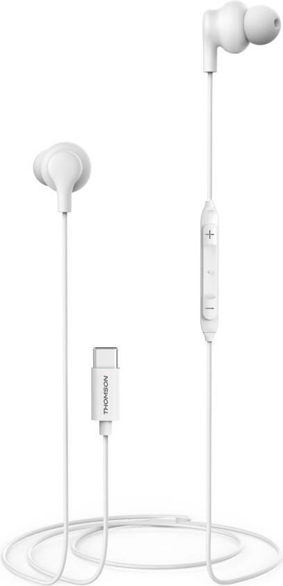 Thomson Kopfhörer In-Ear Mikrofon Kabelknickschutz USB-C Weiß - Kopfhörer - Headset - Typ C (00132991) von Thomson