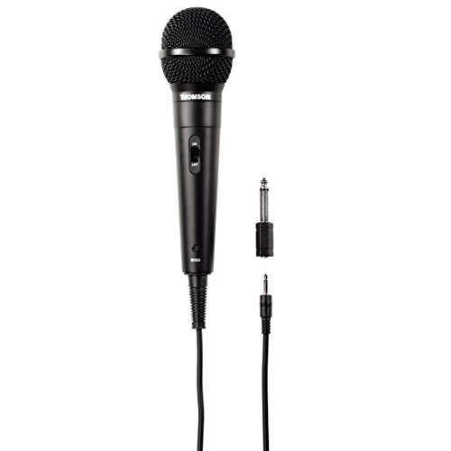 Thomson Mikrofon für Karaoke (Karaoke Mikrofon mit 2,5 m Kabel, 3,5 mm Klinke für HiFi Anlage, dynamisches Mikrofon mit Nierencharakteristik, Gesangsmikrofon mit Adapter 6,3 mm für Mischpult) schwarz von Thomson