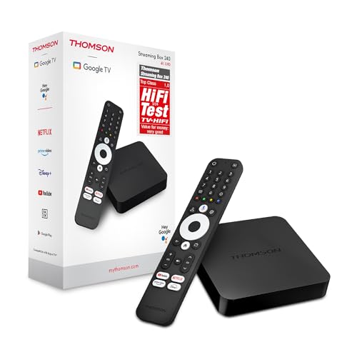 Thomson Streaming Box 240G, 4K UHD,Google Voice Control,WiFi, (Netflix, Prime Video, YouTube, Disney+, Canal+, Spotify, DAZN), Chromecast Built-in von Thomson