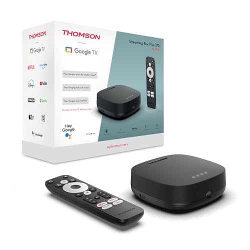 Thomson Streaming Box Plus 270, Google TV 4K, Sprachsteuerung ohne Hände mit integriertem Lautsprecher, 4K UHD, Dolby Vision, Dolby Atmos, Smart Hub, WiFi-6, Googlecast von Thomson