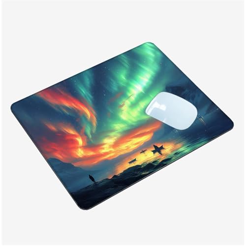 Mauspad,Schreibtischunterlage Grün Mousepad Klein 340x280x3mm,Gaming Mauspad Aurora Desk Mat mit Rutschfester Gummiunterseite,Wasserdichtes Maus Pad für Kabellose Maus,Heimbüro,Reisen,Tragbar T1-1469 von Thooaixy