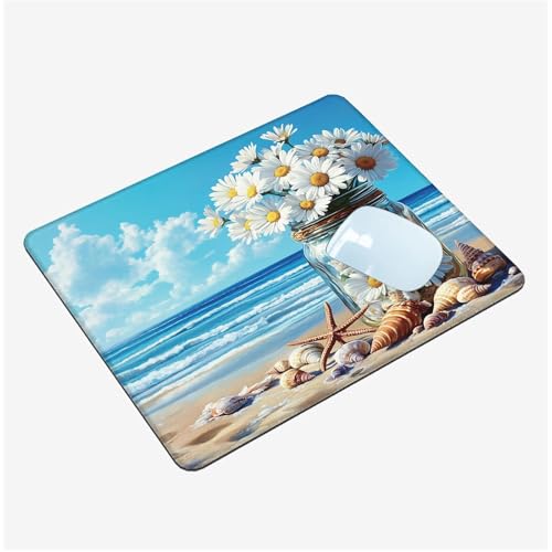 Mauspad,Schreibtischunterlage Strand Mousepad Klein 150x200x3mm,Gaming Mauspad Gänseblümchen Desk Mat mit Rutschfester Gummiunterseite,Wasserdichtes Maus Pad für Kabellose Maus,Reisen,Tragbar T1-1323 von Thooaixy