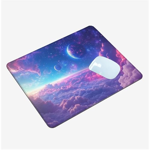 Mauspad Klein 150x200x3mm, Mini Mousepad Planet Schreibtischunterlage, wasserdichte Gaming Mauspad Wolke Mauspads mit Vernähten Kanten, rutschfeste Mouspad, Tragbar, Schreibtisch Zubehör T1-1446 von Thooaixy