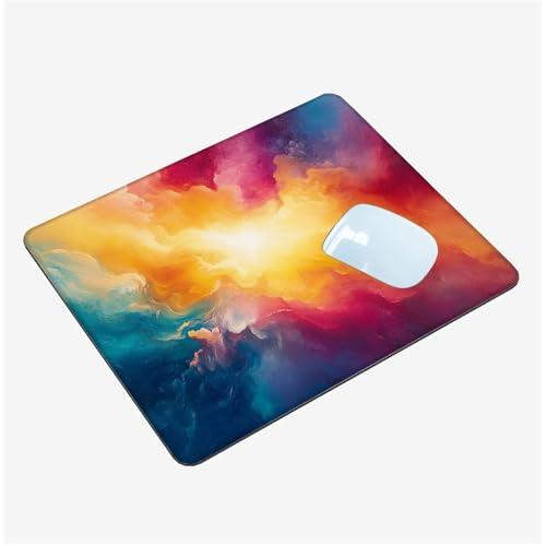 Mauspad Klein 240x200x3mm, Mini Mousepad Aquarell Schreibtischunterlage, wasserdichte Gaming Mauspad Wolke Mauspads mit Vernähten Kanten, rutschfeste Mouspad, Tragbar, Schreibtisch Zubehör T1-1394 von Thooaixy