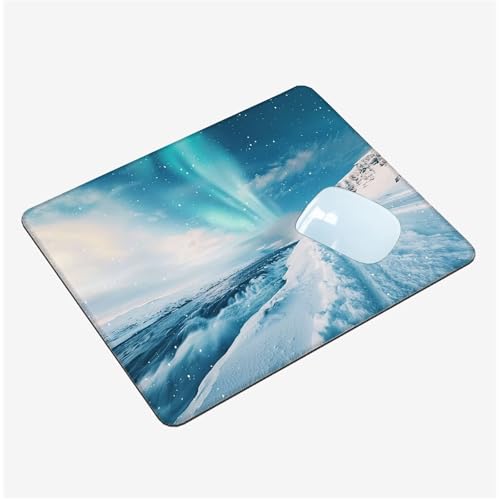 Mauspad Klein 240x200x3mm, Mini Mousepad Meer Schreibtischunterlage, wasserdichte Gaming Mauspad Schneeszene Mauspads mit Vernähten Kanten, rutschfeste Mouspad, Tragbar, Schreibtisch Zubehör T1-1436 von Thooaixy