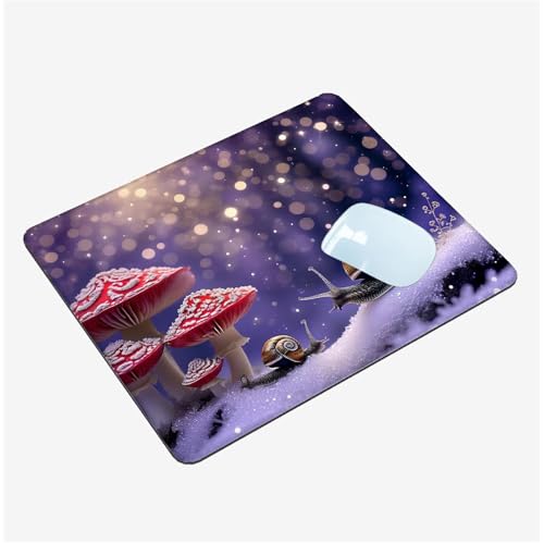 Mauspad Klein 260x210x3mm, Mini Mousepad Schnecken Schreibtischunterlage, wasserdichte Gaming Mauspad Pilz Mauspads mit Vernähten Kanten, rutschfeste Mouspad, Tragbar, Schreibtisch Zubehör T1-1390 von Thooaixy