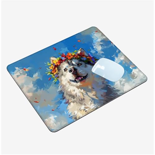 Mauspad Klein 320x260mm, Mini Mousepad Wolf Schreibtischunterlage, Wasserdichte Gaming Mauspad Blume Mauspads mit Vernähten Kanten, Rutschfeste Mouspad, Tragbar, Schreibtisch Zubehör Aesthetic T1-1376 von Thooaixy