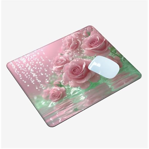 Mauspad Klein 340x280mm, Mini Mousepad Rosa Schreibtischunterlage, Wasserdichte Gaming Mauspad Blume Mauspads mit Vernähten Kanten, Rutschfeste Mouspad, Tragbar, Schreibtisch Zubehör Aesthetic T1-1468 von Thooaixy