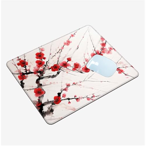 Mauspad Klein 340x280mm, Mini Mousepad Weiß Schreibtischunterlage, Wasserdichte Gaming Mauspad Blume Mauspads mit Vernähten Kanten, Rutschfeste Mouspad, Tragbar, Schreibtisch Zubehör Aesthetic T1-1342 von Thooaixy