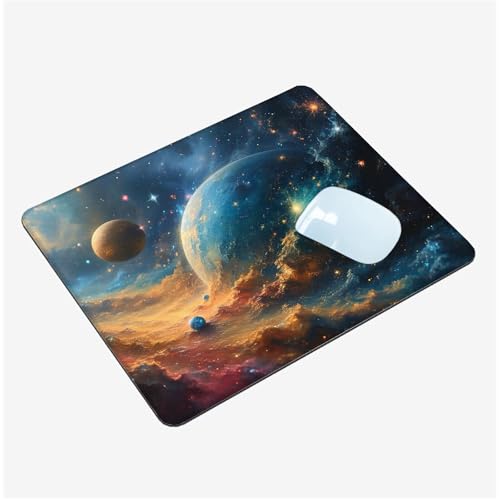 Mauspad Klein 340x280x3mm, Mini Mousepad Universum Schreibtischunterlage, wasserdichte Gaming Mauspad Raum Mauspads mit Vernähten Kanten, rutschfeste Mouspad, Tragbar, Schreibtisch Zubehör T1-1348 von Thooaixy