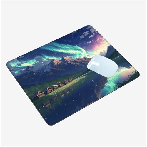 Mauspad Klein 340x280x3mm,Mini Mousepad Aurora Schreibtischunterlage,wasserdichte Gaming Mauspad Raum Mauspads mit Vernähten Kanten,rutschfeste Mouspad,Tragbar,Schreibtisch Zubehör,Geschenk T1-1334 von Thooaixy