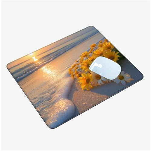 Mauspad Klein 340x280x3mm,Mini Mousepad Strand Schreibtischunterlage,wasserdichte Gaming Mauspad Sonnenuntergang Mauspads mit Vernähten Kanten,rutschfeste Mouspad,Tragbar,Schreibtisch Zubehör T1-1360 von Thooaixy