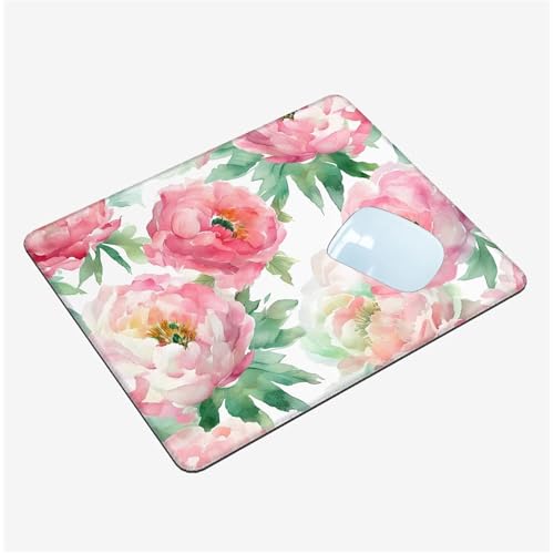 Mauspad Klein 420x350mm, Mini Mousepad Pfingstrose Schreibtischunterlage, Wasserdichte Gaming Mauspad Aquarell Mauspads mit Vernähten Kanten, Rutschfeste Mouspad, Tragbar, Schreibtisch Zubehör T1-1318 von Thooaixy