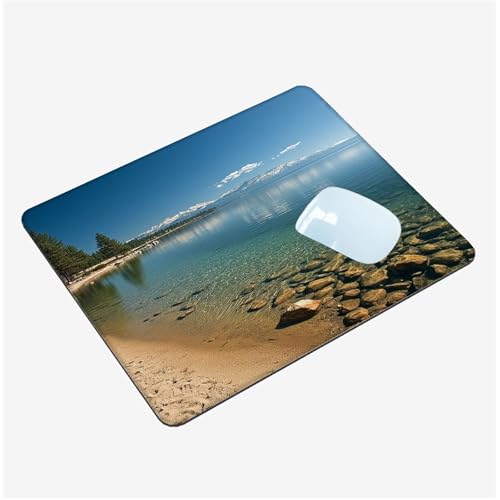 Mauspad Klein 420x350x3mm, Mini Mousepad Landschaft Schreibtischunterlage, Wasserdichte Gaming Mauspad Seeufer Mauspads mit Vernähten Kanten, Rutschfeste Mouspad, Tragbar, Schreibtisch Zubehör T1-1368 von Thooaixy