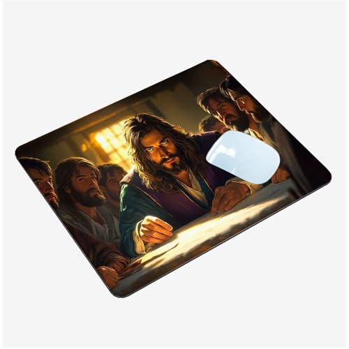 Mauspad Klein 420x350x3mm,Mini Mousepad Mann Schreibtischunterlage,wasserdichte Gaming Mauspad Letztes Abendmahl Mauspads mit Vernähten Kanten,rutschfeste Mouspad,Tragbar,Schreibtisch Zubehör T1-1438 von Thooaixy
