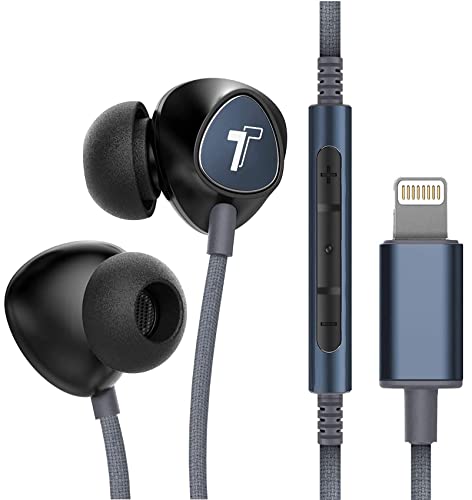 Thore iPhone-Kopfhörer (Apple MFi-zertifiziert) V110 In-Ear-Kopfhörer mit Kabel, schweiß- und wasserabweisend, Kopfhörer mit Mikrofon/Lautstärkeregler für iPhone 14/13/12/11/Pro Max, Blau von Thore