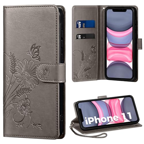 Handyhülle für iPhone 11 Hülle, Schutzhülle für iPhone 11 PU Lederhülle Tasche Flip Case Kartensteckplätzen Klapphülle Kompatibel mit iPhone 11 Hülle, Grau Handyhülle für iPhone 11 Hülle, Schutzhülle für iPhone 11 PU Lederhülle Tasche Flip Case Kartensteckplätzen Klapphülle Kompatibel mit iPhone 11 Hülle, Grau von Thorhülle
