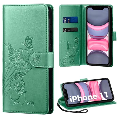 Handyhülle für iPhone 11 Hülle, Schutzhülle für iPhone 11 PU Lederhülle Tasche Flip Case Kartensteckplätzen Klapphülle Kompatibel mit iPhone 11 Hülle, Grün Handyhülle für iPhone 11 Hülle, Schutzhülle für iPhone 11 PU Lederhülle Tasche Flip Case Kartensteckplätzen Klapphülle Kompatibel mit iPhone 11 Hülle, Grün von Thorhülle