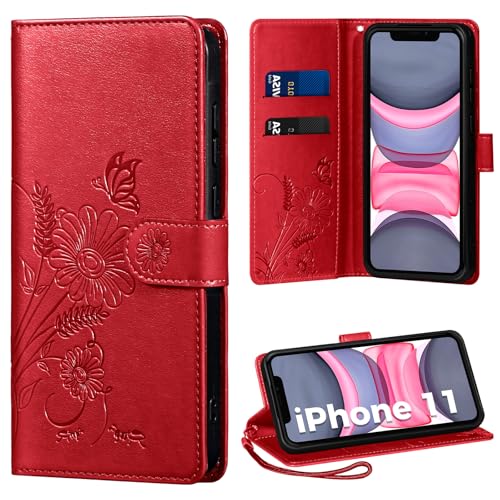 Handyhülle für iPhone 11 Hülle, Schutzhülle für iPhone 11 PU Lederhülle Tasche Flip Case Kartensteckplätzen Klapphülle Kompatibel mit iPhone 11 Hülle, Rot Handyhülle für iPhone 11 Hülle, Schutzhülle für iPhone 11 PU Lederhülle Tasche Flip Case Kartensteckplätzen Klapphülle Kompatibel mit iPhone 11 Hülle, Rot von Thorhülle