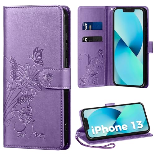 Handyhülle für iPhone 13 Hülle, Schutzhülle für iPhone 13 PU Lederhülle Tasche Flip Case Kartensteckplätzen Klapphülle Kompatibel mit iPhone 13 Hülle, Lila Handyhülle für iPhone 13 Hülle, Schutzhülle für iPhone 13 PU Lederhülle Tasche Flip Case Kartensteckplätzen Klapphülle Kompatibel mit iPhone 13 Hülle, Lila von Thorhülle