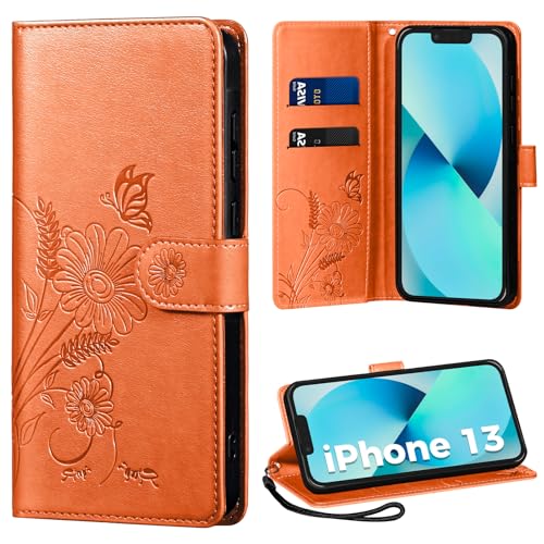 Handyhülle für iPhone 13 Hülle, Schutzhülle für iPhone 13 PU Lederhülle Tasche Flip Case Kartensteckplätzen Klapphülle Kompatibel mit iPhone 13 Hülle, Orange Handyhülle für iPhone 13 Hülle, Schutzhülle für iPhone 13 PU Lederhülle Tasche Flip Case Kartensteckplätzen Klapphülle Kompatibel mit iPhone 13 Hülle, Orange von Thorhülle