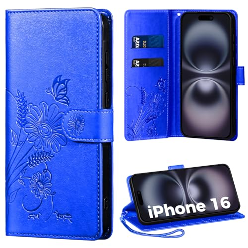 Handyhülle für iPhone 16 Hülle, Schutzhülle für iPhone 16 PU Lederhülle Tasche Flip Case Kartensteckplätzen Klapphülle Kompatibel mit iPhone 16 Hülle, Royalblau Handyhülle für iPhone 16 Hülle, Schutzhülle für iPhone 16 PU Lederhülle Tasche Flip Case Kartensteckplätzen Klapphülle Kompatibel mit iPhone 16 Hülle, Royalblau von Thorhülle