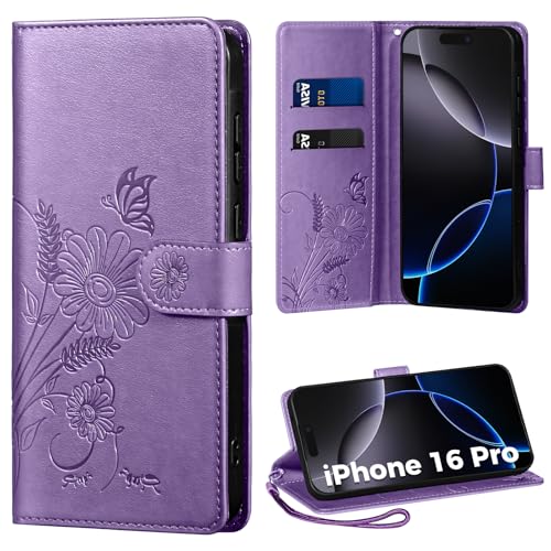 Handyhülle für iPhone 16 Pro Hülle, Schutzhülle für iPhone 16 Pro PU Lederhülle Tasche Flip Case Kartensteckplätzen Klapphülle Kompatibel mit iPhone 16 Pro Hülle, Lila Handyhülle für iPhone 16 Pro Hülle, Schutzhülle für iPhone 16 Pro PU Lederhülle Tasche Flip Case Kartensteckplätzen Klapphülle Kompatibel mit iPhone 16 Pro Hülle, Lila von Thorhülle