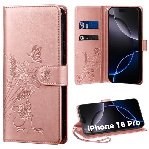 Thorhülle Handyhülle für iPhone 16 Pro, Schutzhülle PU Leder Flip Case mit Kartensteckplätzen, Rosa, Magnetischer Verschluss, Ständer Thorhülle Handyhülle für iPhone 16 Pro, Schutzhülle PU Leder Flip Case mit Kartensteckplätzen, Rosa, Magnetischer Verschluss, Ständer von Thorhülle