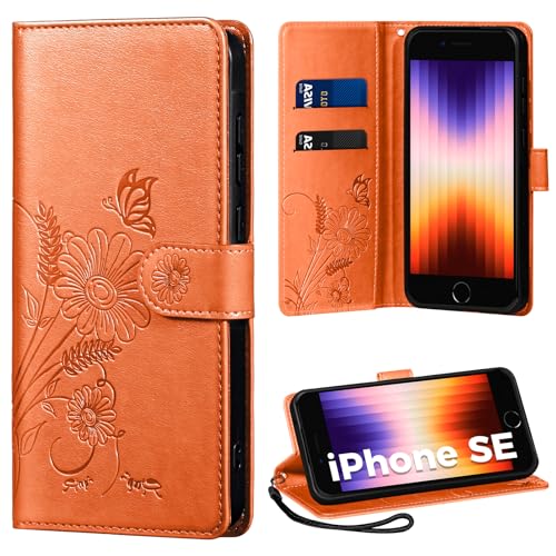 Handyhülle für iPhone SE/7/8 Hülle, Schutzhülle für iPhone SE 2022 PU Lederhülle Tasche Flip Case Kartensteckplätzen Klapphülle Kompatibel mit iPhone SE 2020 Hülle, Orange Handyhülle für iPhone SE/7/8 Hülle, Schutzhülle für iPhone SE 2022 PU Lederhülle Tasche Flip Case Kartensteckplätzen Klapphülle Kompatibel mit iPhone SE 2020 Hülle, Orange von Thorhülle
