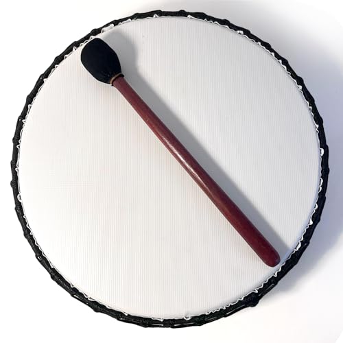 Große 40 cm schamanische vegane Trommel mit Holzschlägel, Percussion-Instrument mit tiefem Resonanzton Große 40 cm schamanische vegane Trommel mit Holzschlägel, Percussion-Instrument mit tiefem Resonanzton von Thorness