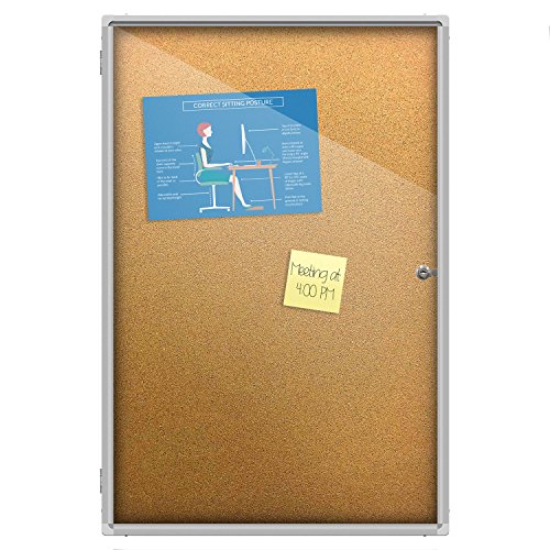 Thornton's Office Supplies Pinnwand aus Aluminiumrahmen für den Innenbereich, geschlossene Kork-Pinnwand mit abschließbarer Tür, abschließbare Notiztafel-Vitrine (61 x 91 cm) von Thornton's Office Supplies