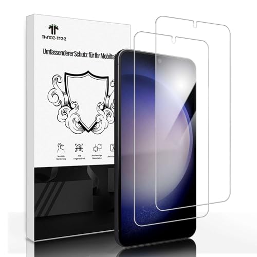 2 Stück für Panzerglas Schutzfolie für Samsung Galaxy S23 5G, 2,5D Gebogene Kante Panzer Schutz Glas, Passt Perfekt, Ultrabeständig Hartglas, Anti-Kratzen, HD Klar Displayschutzfolie für Samsung S23 von Three-Tree