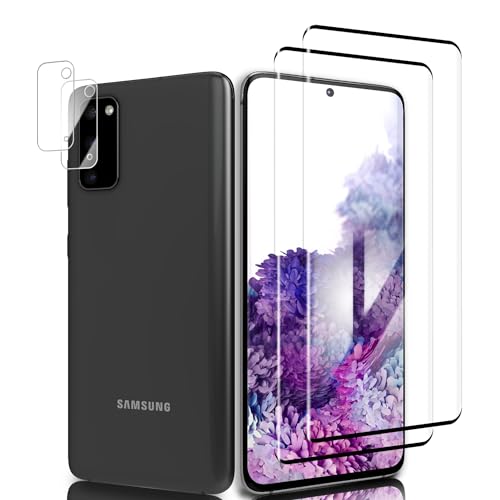 2&2 Stück für Panzerglas & Kamera Schutzfolie für Samsung Galaxy S20 4G/5G, Panzer Schutz Glas Fingerabdruck-ID Unterstützen,3D-Volle Bedeckung Passt Perfekt HD Displayschutzfolie für Galaxy S20 von Three-Tree