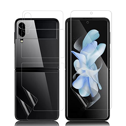 Schutzfolie Folie für Panzerglas für Samsung Galaxy Z Flip 4 5G, [2 Sätze × 4 Stück] [Fingerabdruck-ID Unterstützen] [Selbstheilung] [Ultra HD Klar] [3D-Volle Bedeckung] für Z Flip 4 5G von Three-Tree